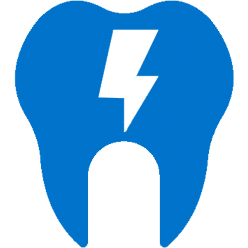 A blue emergency dentistry icon